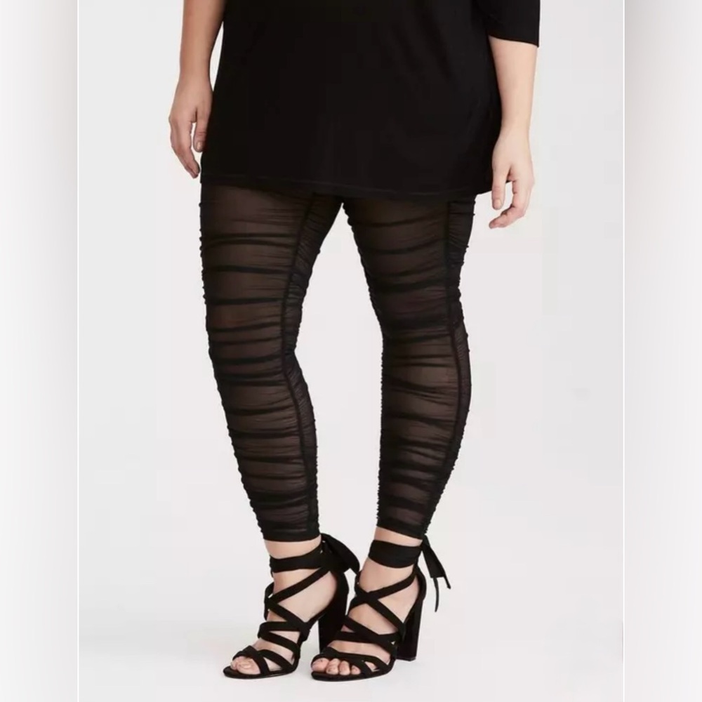 Torrid Ruched Mesh Inset Leggings J2 - Picture 6 of 7